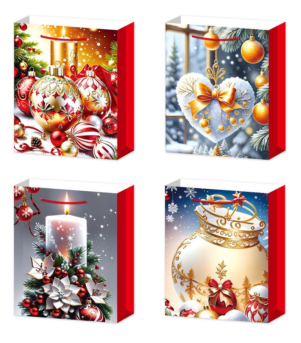 GAEM Пакет подарочный (бумага 210г/м2, блок 12шт), L18 W10 H23 см, 4в.