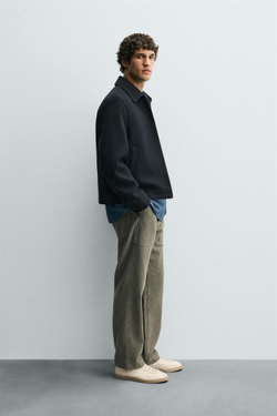 ZARA КУРТКА С ЗАСТЕЖКОЙ-МОЛНИЕЙ, МОРСКОЙ СИНИЙ