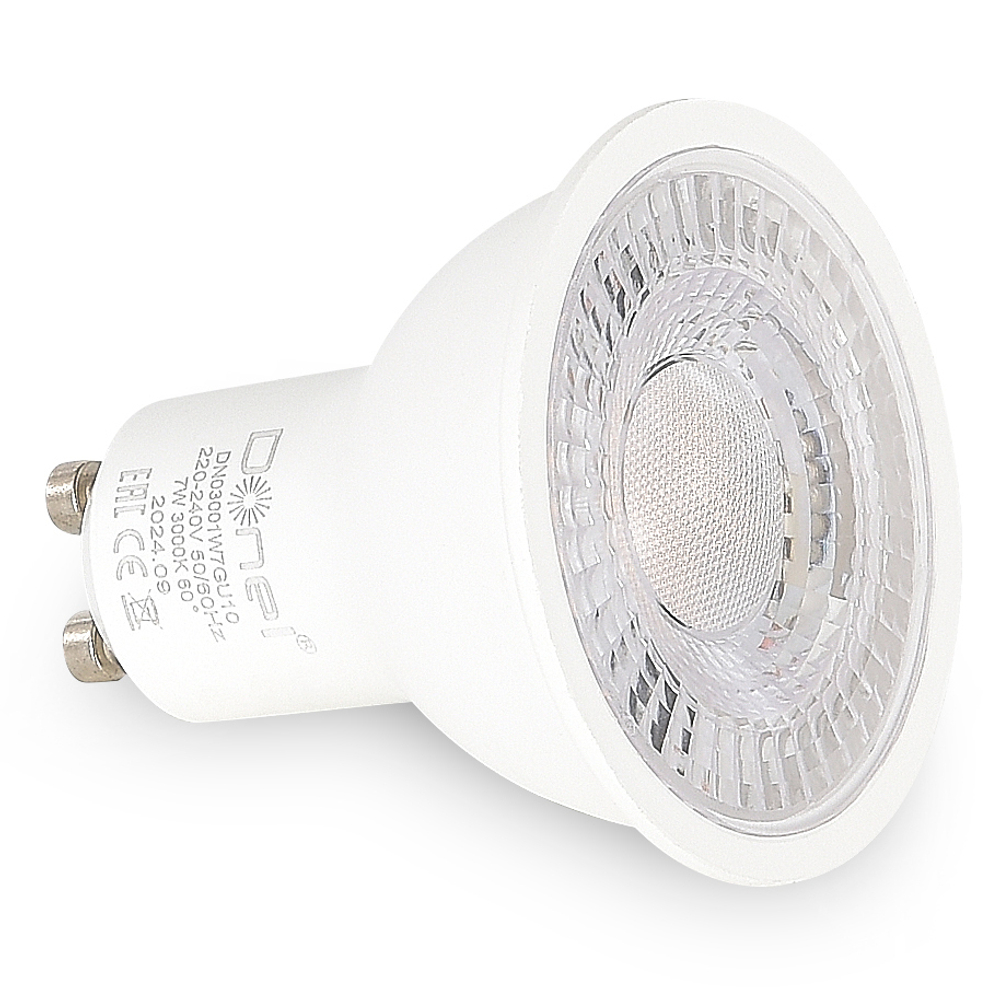 Светодиодная лампа 7Вт,  MR16,  220В,  GU10,  3000K,  525Лм,  Ra&gt;80,  60°,  D50хH55мм