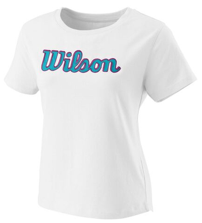 Женская теннисная футболка Wilson Script Eco Cotton Tee W - white
