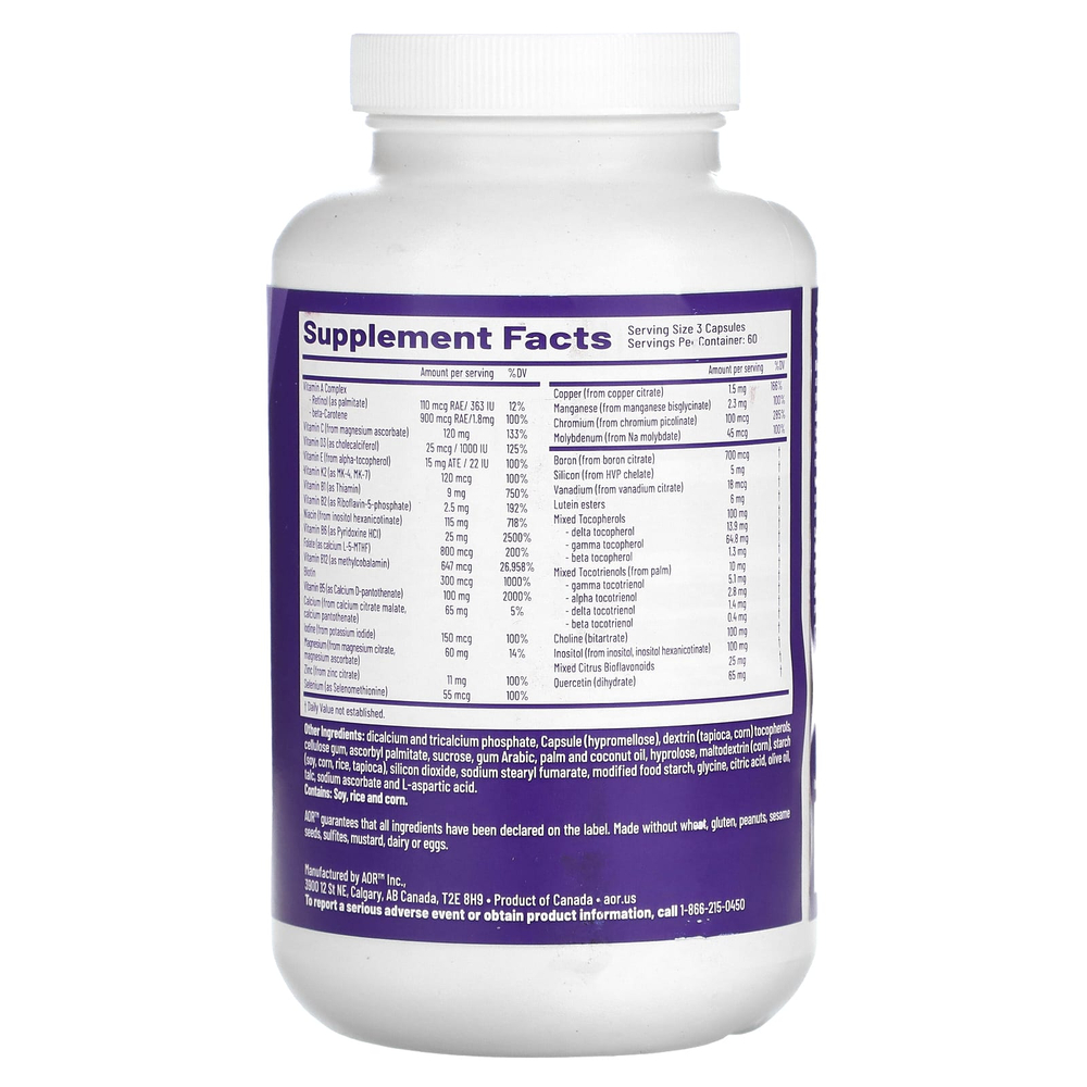 Advanced Orthomolecular Research AOR, Multi Basics 3, 180 капсул