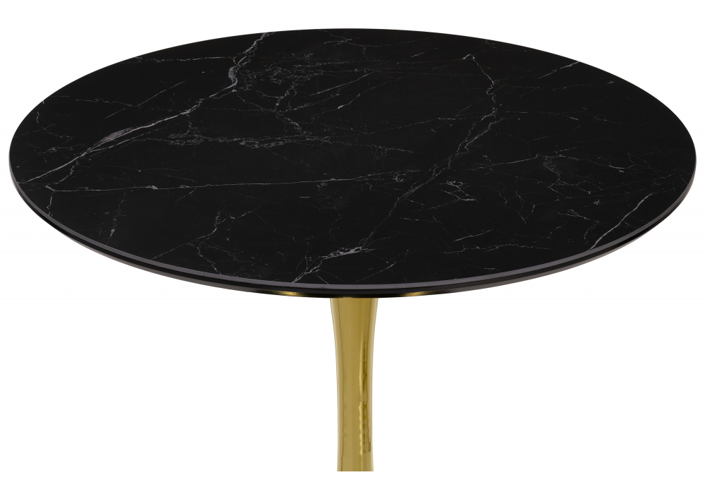 Керамический стол Woodville Тулип 90х73 черный мрамор, золото