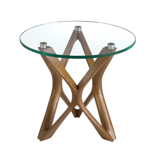 Журнальный столик Angel Cerda 2127 из закаленного стекла и ореха