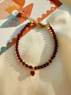 Браслет Гранатовое сердце с фианитом