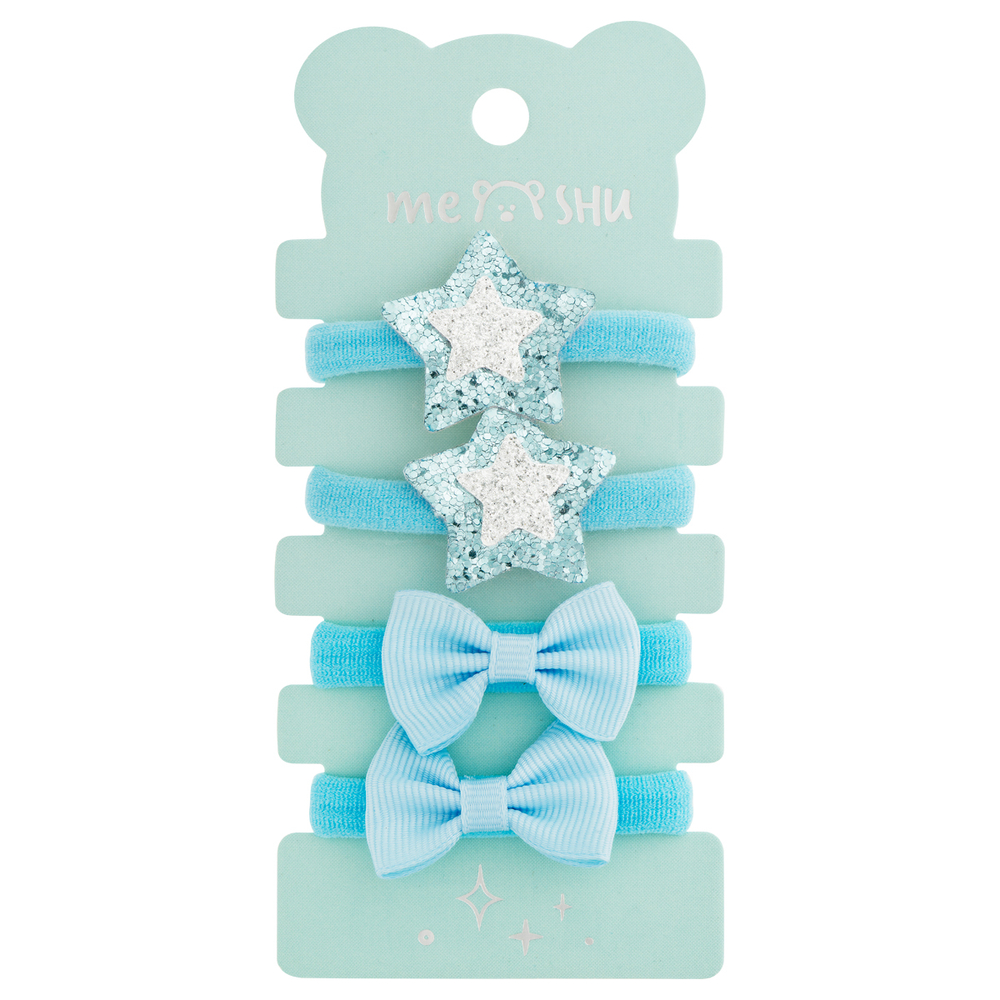 Резинки для волос MESHU, medium, c текстильными топперами, ассорти, 4шт., диаметр 3см, европодвес MS_60576