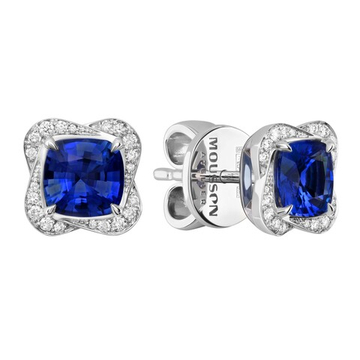 Серьги Пусеты с Сапфирами и Бриллиантами, Е0068-2/1