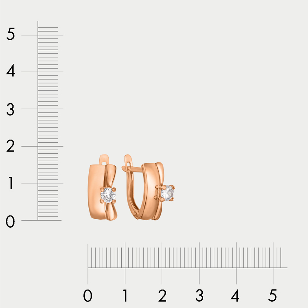 Серьги женские с фианитами из красного золота 585 пробы (арт. Ст-028)
