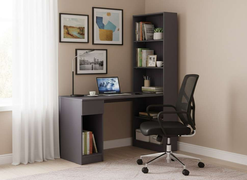 Письменный стол со шкафом Лайт 10.01 темно-серый