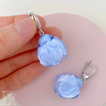 LEFIREL' Серьги серебряные женские "Облака" с цветами из муранского стекла / ювелирные украшения из родированного серебра 925