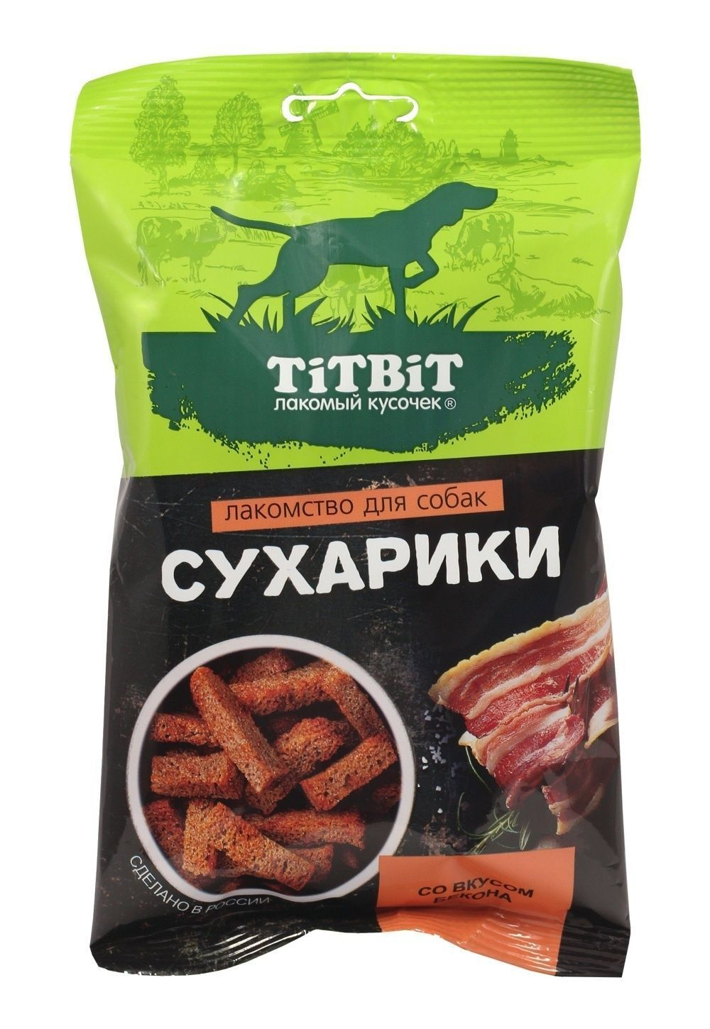 Лакомство TiTBiT для собак сухарики с Телятиной, 55 г х 3 упаковки