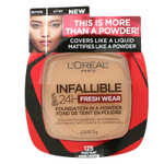 L'Oréal, Infallible 24H Fresh Wear, тональная основа в порошке, 125 цвет слоновой кости, 9 г (0,31 унции)
