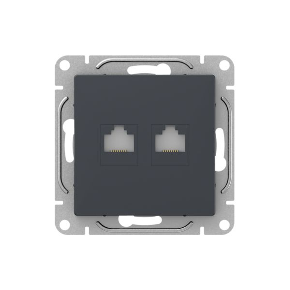 Механизм розетки RJ45 - 2шт, (cat6), графит Эпика EKF