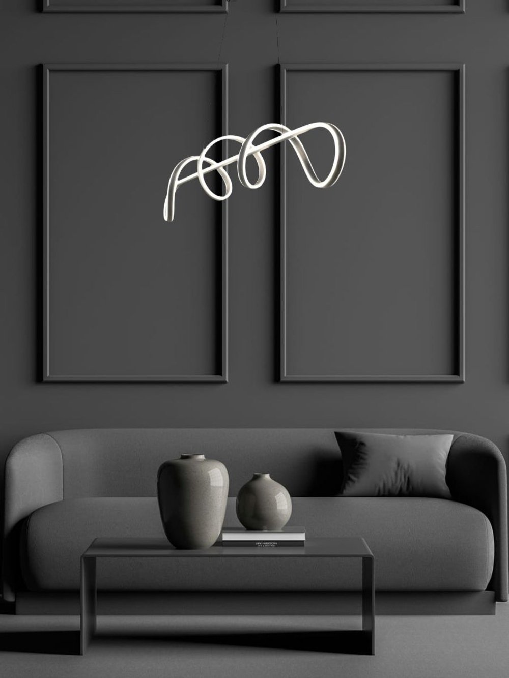 Люстра подвесная светодиодная Lanbos, 1 LED лампа, 128 Вт, до 20 кв м, черная