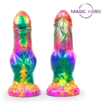 Разноцветный фантазийный фаллоимитатор на присоске - 24 см.