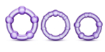 Набор из 3 фиолетовых эрекционных колец Stay Hard Beaded Cockrings