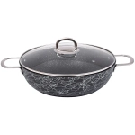 Сотейник 30*8,5см с ручками и стеклянной крышкой «Грация» (черный/серебро) сгчс308а