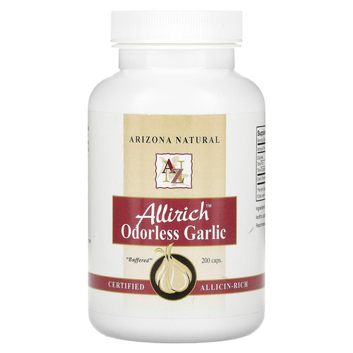 Arizona Natural, Allirich, чеснок без запаха, 200 капсул (85 мг в капсуле)