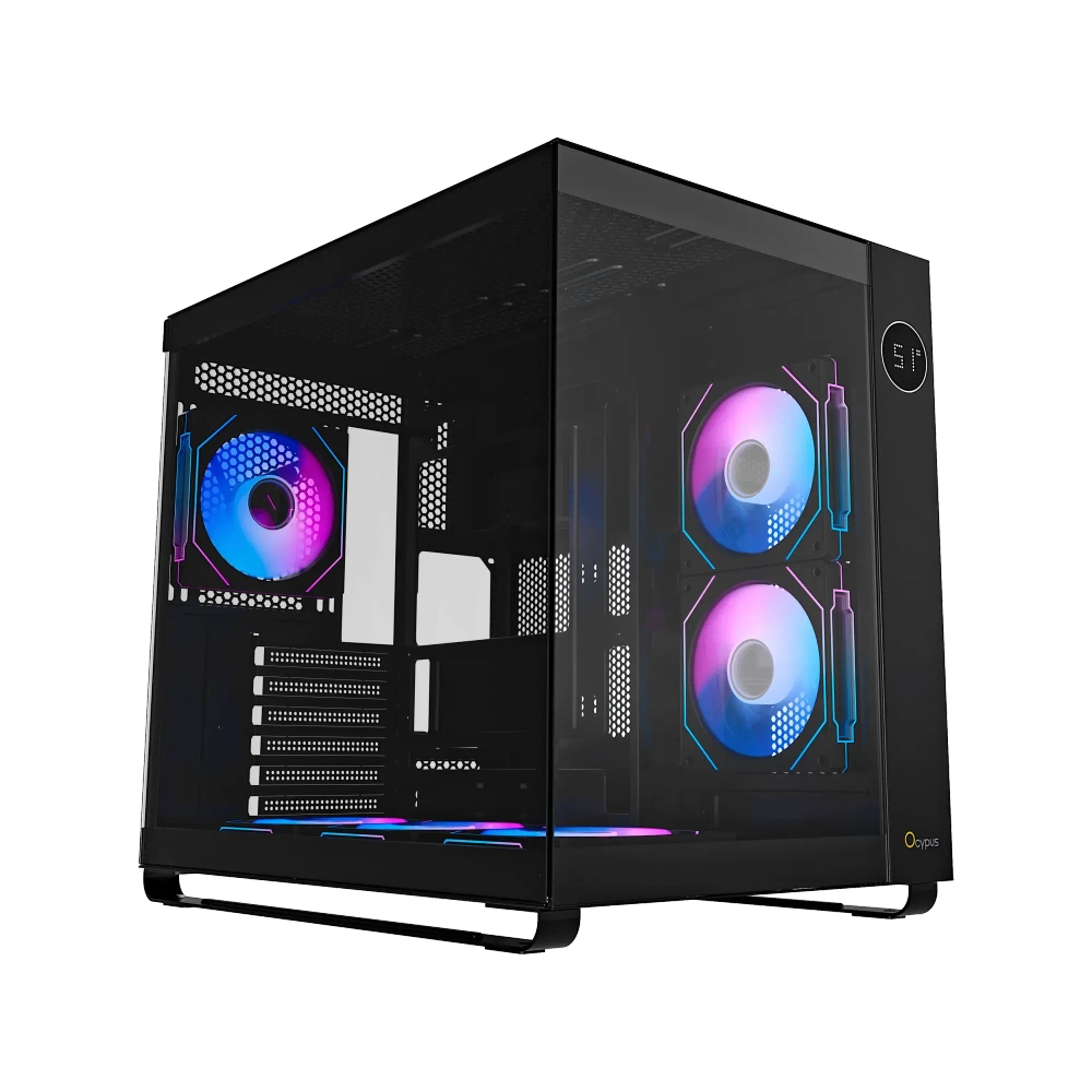 Корпус Ocypus Iota C70 BK ARGB ATX/mATX/mITX 2xUSB, Type-C, Предустановлены 6 вентиляторов с ARGB подсветкой, Черный, Iota-C70-BKD600XX-GL