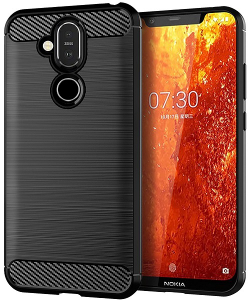 Чехол на Nokia 8.1 (X7) цвет Black (черный), серия Carbon от Caseport