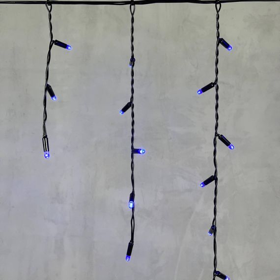 Светодиодная бахрома с колпачком 3,1*0,5 м., 120 синих LED ламп, черный провод ПВХ, IP65, LTC (PIL120CAP-11-2B)