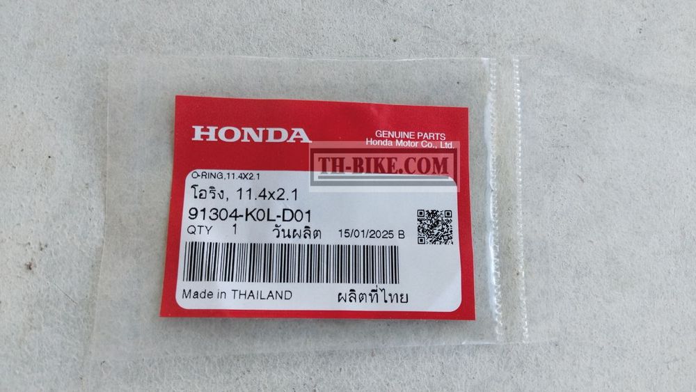 91304-K0L-D01. O-RING, 11.4X2.1. HONDA