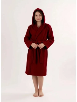 Халат детский махровый "Элит" с капюшоном, цвет: 945-Бордовый