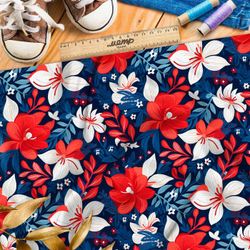 Ткань премиум дюспо цветочный триколор