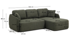 Трехместный диван-кровать Laira с правым шезлонгом из темно-зеленого шенилла 246  см