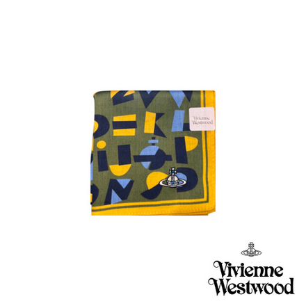 VIVIENNE WESTWOOD ПЛАТОК ЗЕЛЕНЫЙ С ПРИНТОМ И ВЫШИВКОЙ ЛОГОТИПА