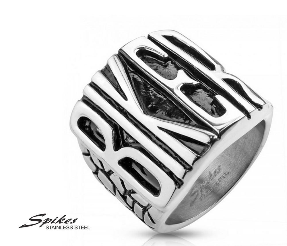 R-S1004 Массивный мужской перстень «Biker» фирмы «Spikes» из ювелирной стали