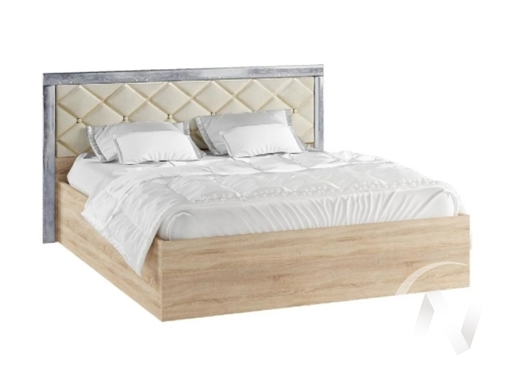 Кровать 1;6м Спальня Мадлен с осн. ортопед. на опорах (дуб сонома/дуб шале серебро)