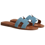 Hermes Oran Denim Canvas Sports Slippers Women's Blue Brown, H211242Z BC