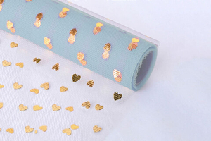 Сетка мелкая «Золотые сердца» Голубая