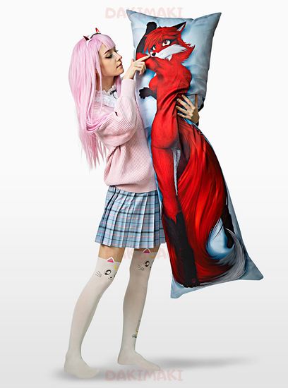 Дакимакура фурри Вишневая лисица арт. 0656