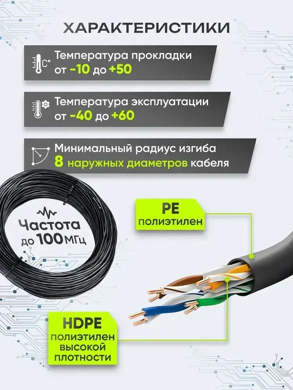 Витая пара кабель уличный, кабель витая пара, 35м, CCA, 4pr, 8 жил