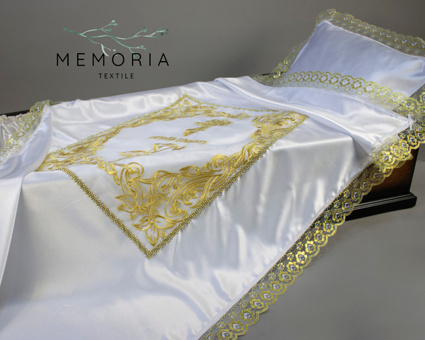 Комплект ритуальный "Вышивка на сетке Каллы и крест" мадин