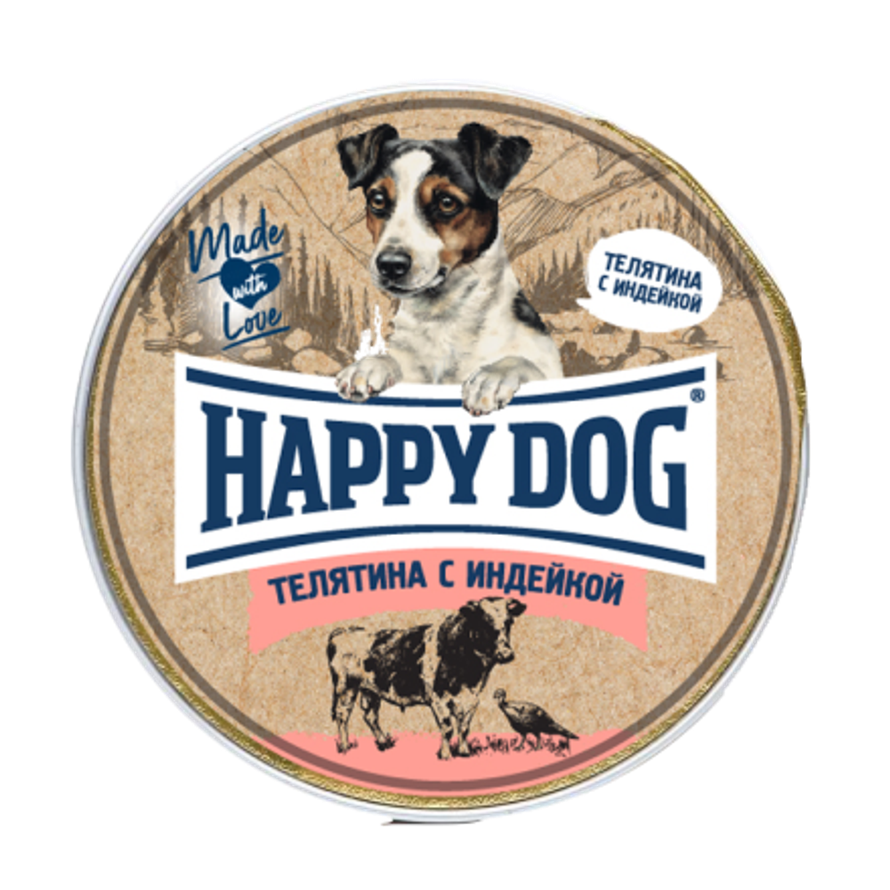 Консервы для собак паштет из Телятины с индейкой, 125г Happy Dog Natur Line ламистер