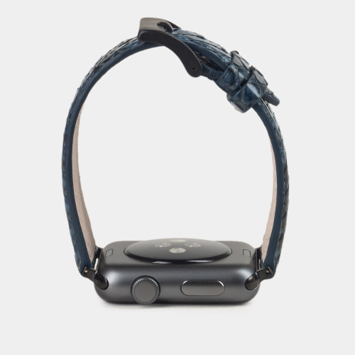 Ремешок для Apple Watch 44/45/46 mm из кожи питона, синего цвета