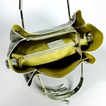 Женская желто-салатовая сумка из натуральной кожи с тиснением питон