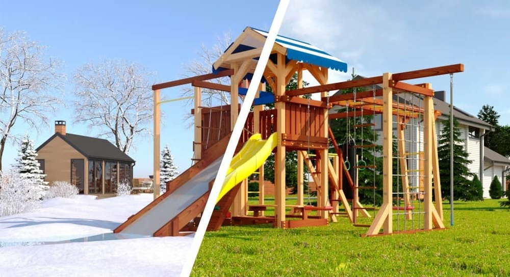 Деревянная детская площадка Савушка "4 сезона" - семейная