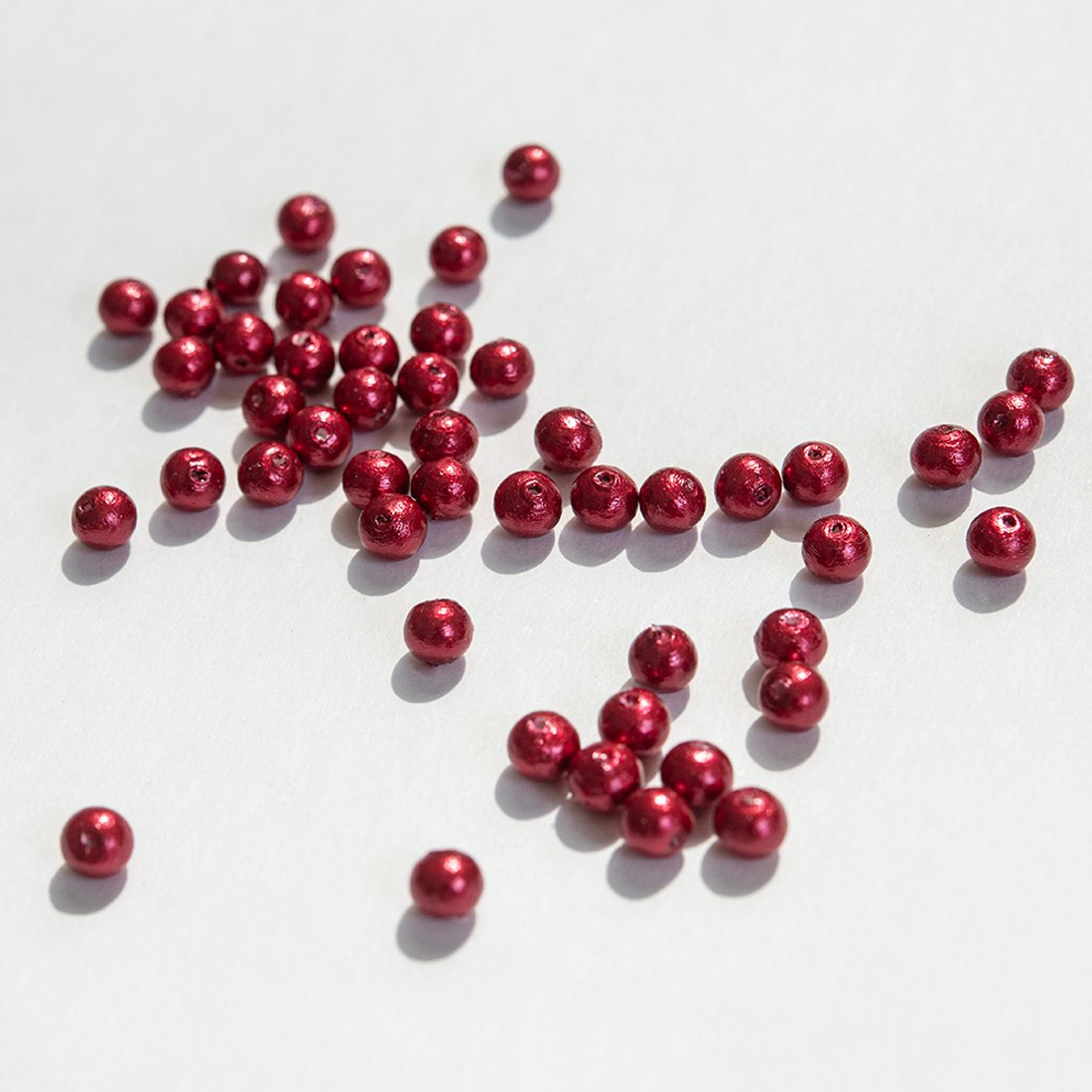 Хлопковый жемчуг, оттенок "Red", шар 6мм, сквозное отверстие