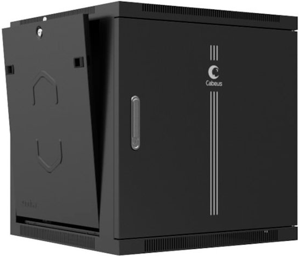 Шкаф настенный 19", 12U Cabeus SH-05F-12U60/35m-R-BK