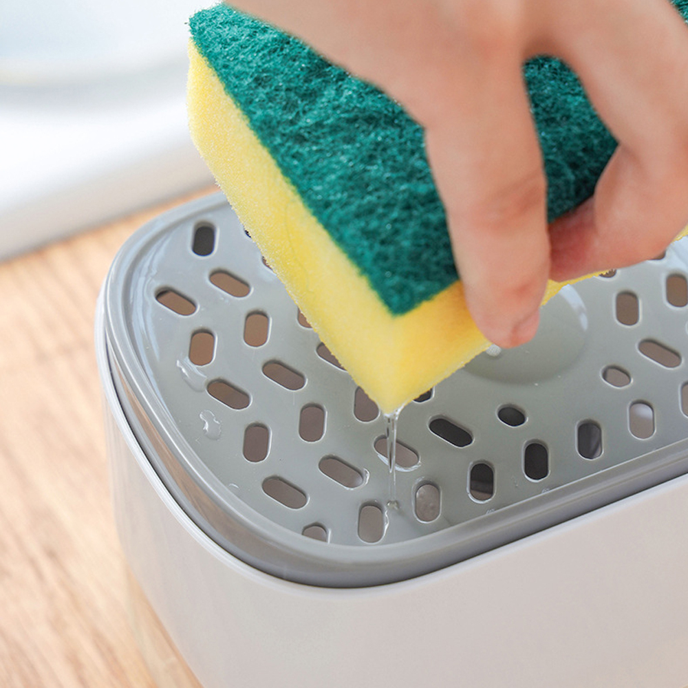 Диспенсер для моющего средства с губкой, 140*98*83мм