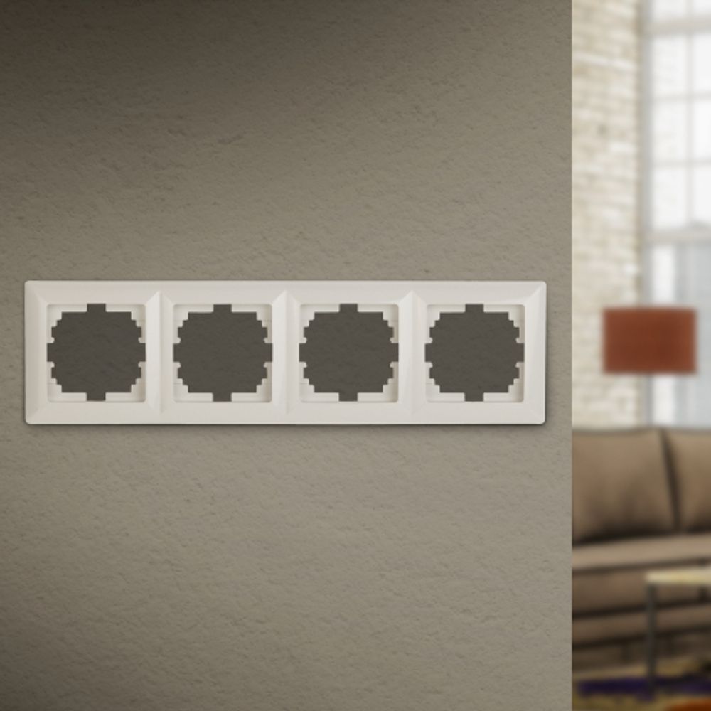 Рамка для розеток и выключателей Intro Solo 4-504-02 на 4 поста, СУ, Solo, слоновая кость