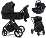 Детская коляска Peppy Monaco 3 в 1 с автокреслом Rise Black Black (черный), рама черная матовая