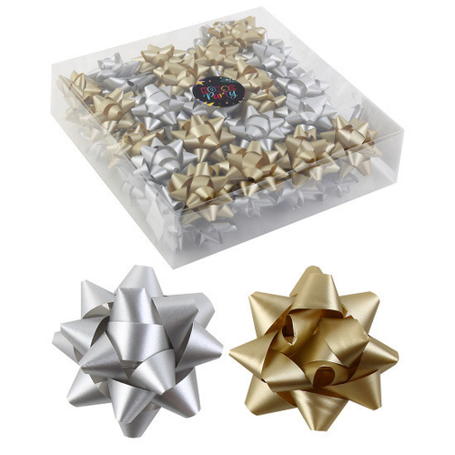 Бант-звезда 48мм КОКОС золото/серебро (242662)