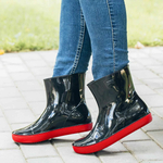 Полусапожки женские утепленные из ПВХ Nordman Alida ПС-24 УФ (флис), Черные с красной подошвой