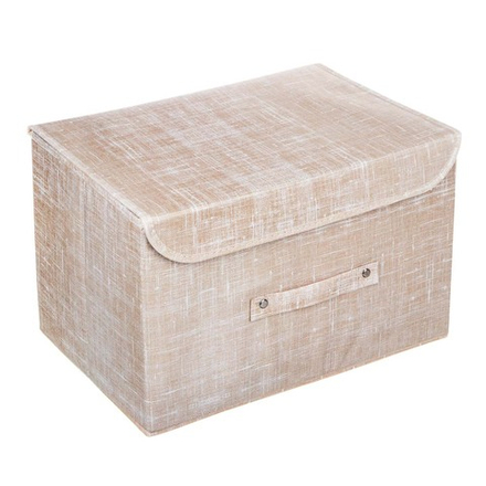 Кофр для хранения с крышкой тм VETTA ЛЁН, полиэстер, 38х24х24см, бежевый