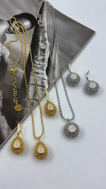 Кулон на цепочке "Милора" круглый с цирконами, оттенок серебро