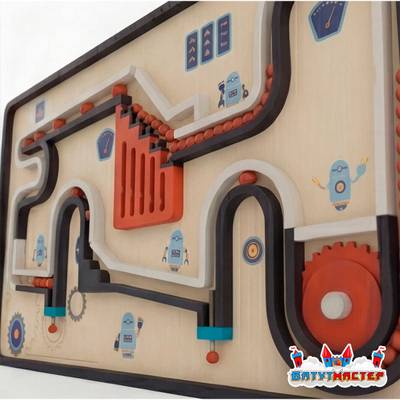 Детская интерактивная стена «Маршрут роботов», с шариковым лабиринтом